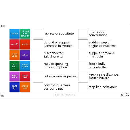 Image of 
<span>C1/C2: Phrasal Verbs with CUT (match up)</span>
