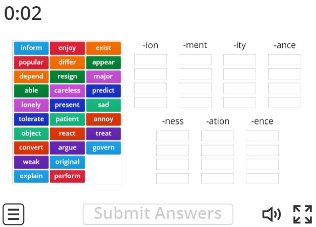 Image of 
<span>B2: Verbs/adjectives into nouns</span>
