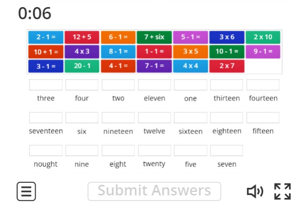 Image of 
<span>A1.1: +, - and x to 20</span>
