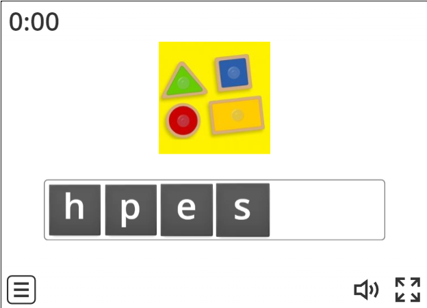 Image of 
<span>A1.2: Spell the shapes (anagram)</span>
